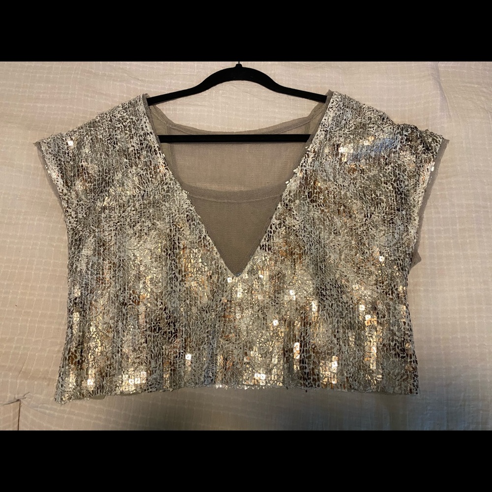 Free people sequin crop top